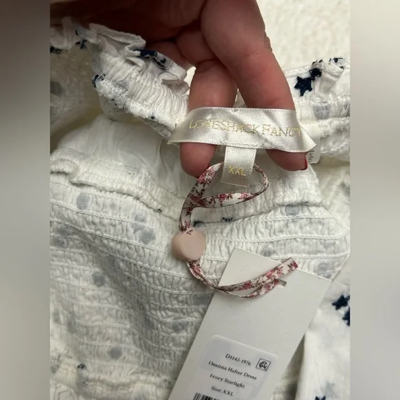 NWT LoveShackFancy Deanna Halter Mini Dress Ivory Starlight Size XXL - Picture 9 of 13